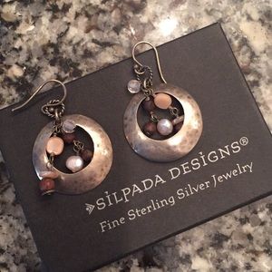 Silpada Rose Quartz Pearl Wood Bead Earrings